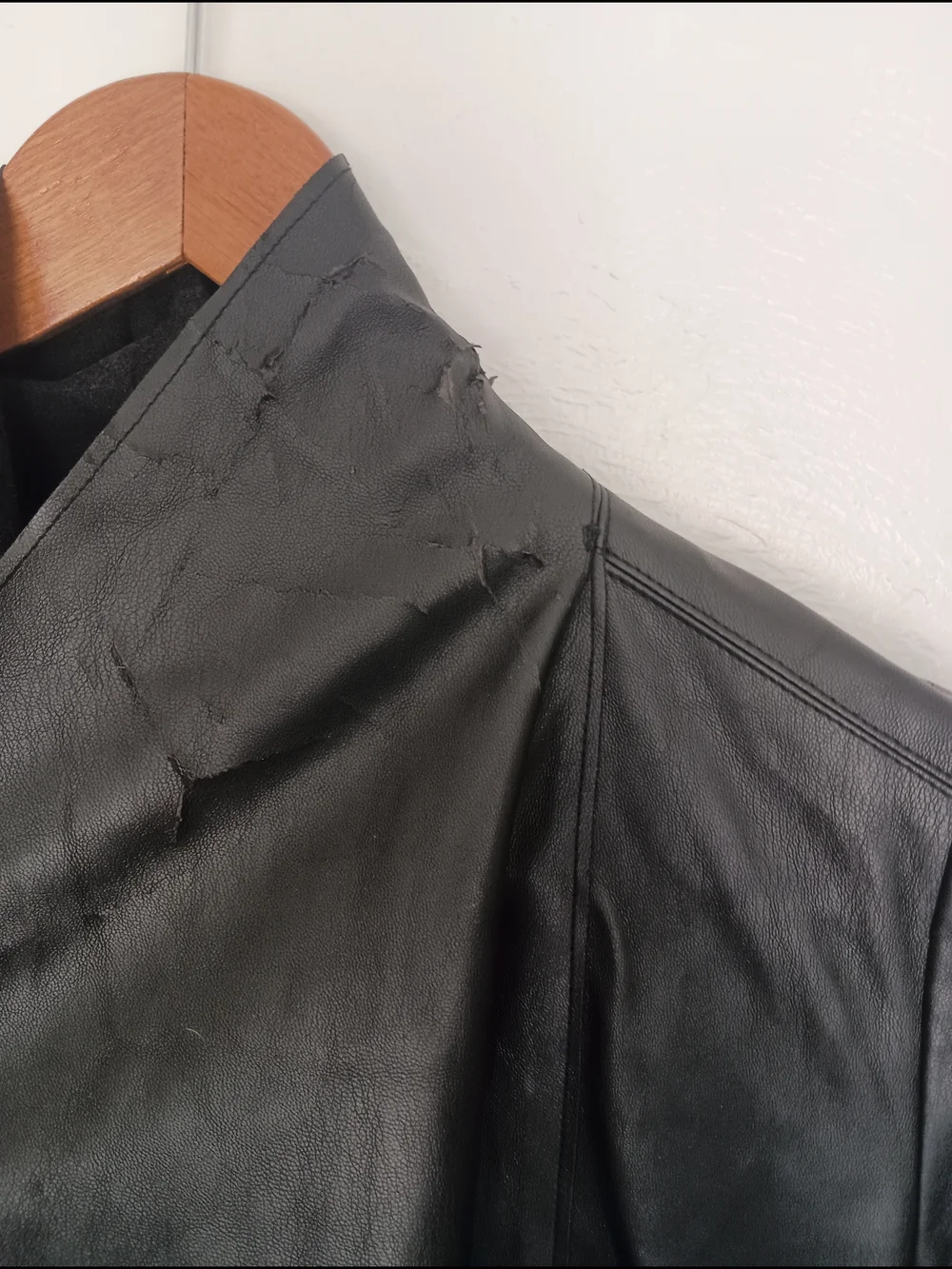 bagatelle Black Faux Leather Draped Jacket with Suede Shawl Collar
